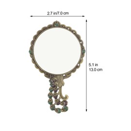 minkissy 1 Set of Vintage Metal Handheld Cosmetic Mirror and Comb - Vintage Metal Mirror Comb Set Antique Handheld Mirror Vanity Mirror for Miss Women Girls