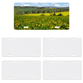 ZUYYON 4 Pcs Sublimation Blank License Plates Aluminium Automotive Front License Plate Heat Transfer DIY Metal Blank Car Plate Tags for Custom Design