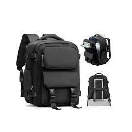 Large Black Travel Backpack for Women Men, Carry On Backpack with USB Charging Port & Shoe Pouch, TSA 15.6inch, Flight Approved, College Nurse Bag Casual Laptop Daypack for Weekender Business Hiking