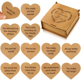 Seenelling 12 Reasons Why I Love You Heart Puzzle in Wooden Box, Valentine Gifts for Him or Her - Romantic Wooden Message Hearts Gift for Valentine Day Boyfriend Girlfriend Wife Husband