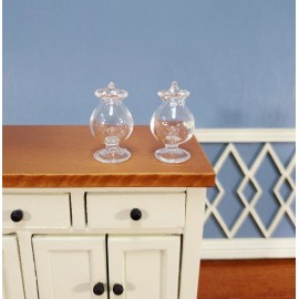 Streets Ahead Dollhouse Glass Candy Jars Pot Belly with Removable Lids 1:12 Scale Miniature