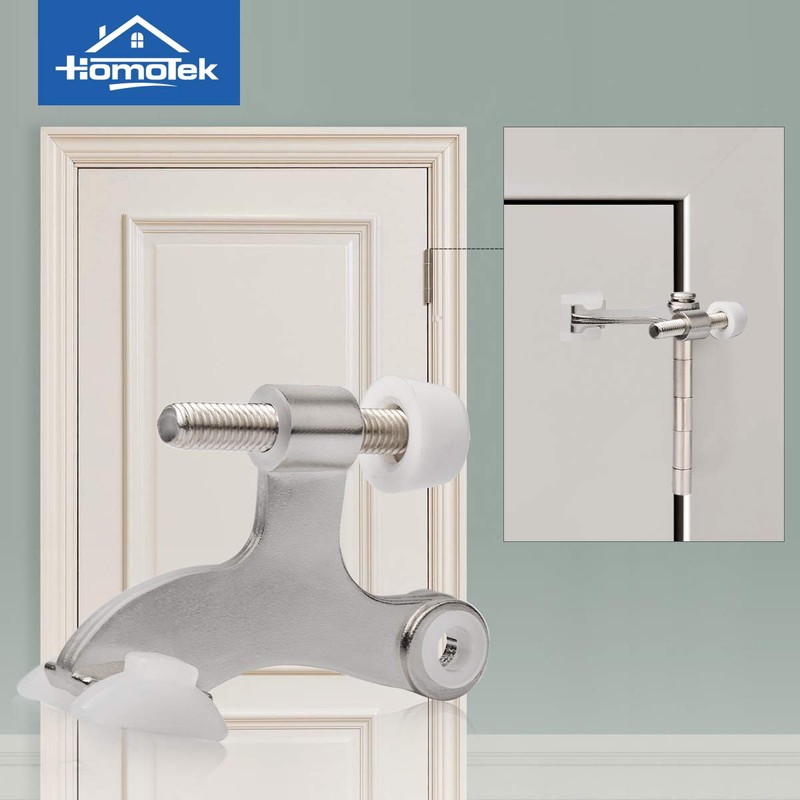HOMOTEK 6 Pack Hinge Pin Satin Nickel Door Stopper,Adjustable Deluxe