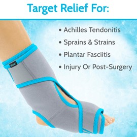 Vive Ankle Ice Pack Wrap - Foot Cold/Hot Compression Brace - Adjustable Freeze Support for Cooling/Heating Achilles Injuries, Tendonitis, Plantar Fasciitis, Sore Feet, Inflammation, Muscle Sprain