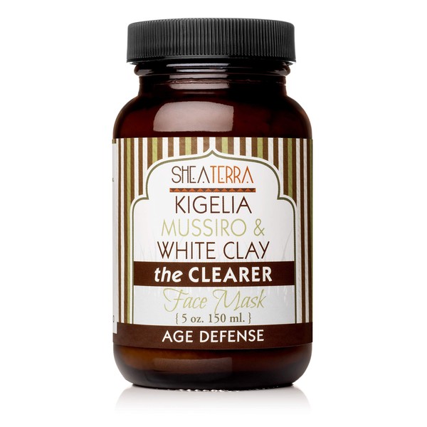 Shea Terra Kigelia Age Defense Collection - Clearing Face Mask | Natural, Anti-Aging Face Mask with Mussiro & White Clay to Purify and Soften Skin for Clear, Bright & Baby-Soft Skin – 5oz