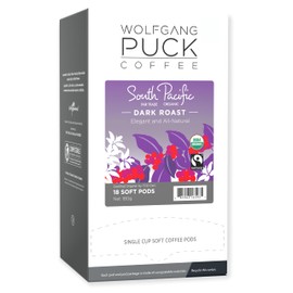 Wolfgang Puck Coffee, Organic Fair Trade, South Pacific Dark, 9.5 Gram Pods, 18-Count (Pack of 3)