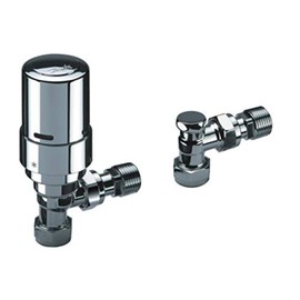 Danfoss RAS-D2 Angle TRV and Lockshield 8/10/15MM-013G6016 for Two-Pipe Domestic Heating Systems - Frost Protection Setting, High Accurate Temperature Control - Bi-Directional Valve (Chrome)