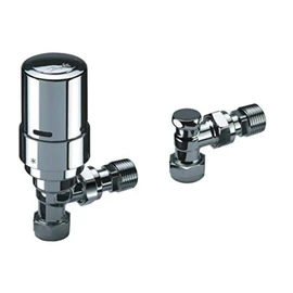 Danfoss RAS-D2 Angle TRV and Lockshield 8/10/15MM-013G6016 for Two-Pipe Domestic Heating Systems - Frost Protection Setting, High Accurate Temperature Control - Bi-Directional Valve (Chrome)