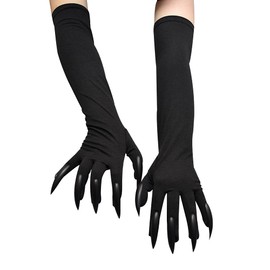 Cool Halloween Gloves Long Ghost Claw Dress Up Gloves Fashion Black Long Nail Cosplay Halloween Funny Gloves (Black nail)