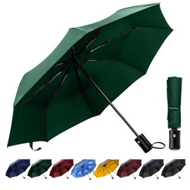 TechRise Umbrella, Windproof Umbrella with Automatic Opening & Closing, Portable & Foldable Pocket Umbrella, Extremely Waterproof & Robust, Large Umbrella for Men, Women, Children (Green), Green