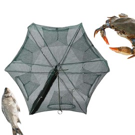 Changyeah Fishing Net, 6 Hole Trap for Fishing, Foldable, Foldable Bait Fish Trap, Foldable Crab Fish Trap, Casting, for Catching Fishing, Shrimp, Crab, Crawfish