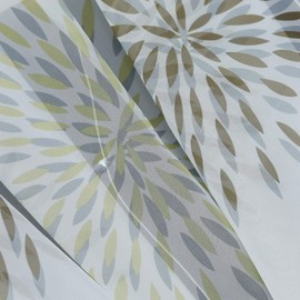 ESLIR Roman Blind with Tabs, Kitchen Roman Curtains, Transparent Tab-Top Blinds, Circular Motifs, Modern Voile, Brown, W x H 80 x 140 cm, Pack of 1