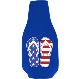 Stars and Stripes Flip Flop Beer Bottle Coolie With Opener (1, Royal Blue)