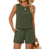 Ficerd Women's Summer 2 Piece Outfits Sets Cotton Linen Sleeveless