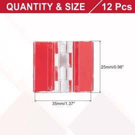MECCANIXITY Small Acrylic Hinges Plastic Self-Adhesive Clear Hinge 35 x 25mm Continuous Piano Folding Hinges for Aquarium Lid Crafts Display Stand Pack of 12 Transparent