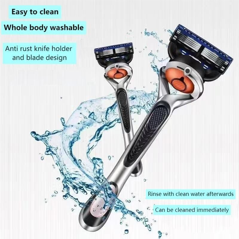 Manual Razor Set, 1 Count Razor Holder with Replaceable Heads,