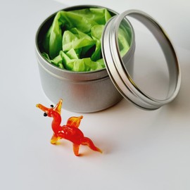 Mini Red Dragon in a Tin - Cute Little Glass Animal - Silver Gift Tin - Miniature Fantasy Figurine for Dragon Lovers - Small Decoration Ornament - Home Decor