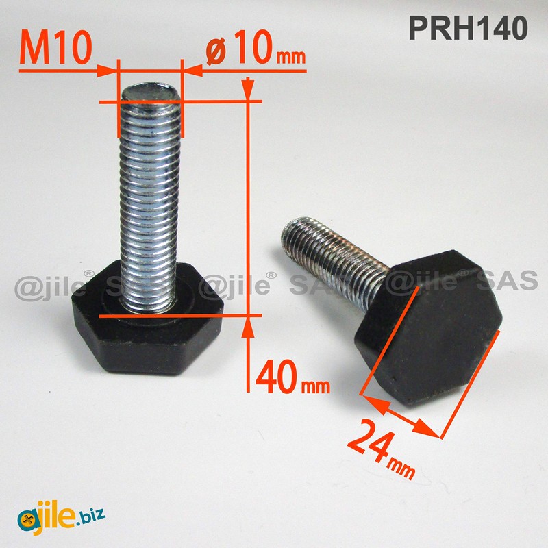 ajile - Adjustable foot with 24 mm hexagonal base made