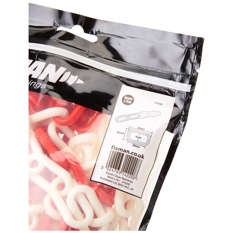 Fixman 615292 Plastic Chain 6 mm x 5m Red/White