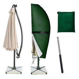 Rouzin Large Parasol Protective Cover with Pole, Cantilever Parasol Cover, 2 to 4 m, Weatherproof, UV-Resistant, Windproof, Snowproof, Outdoor Cover for Parasols