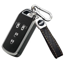 [YANMW] N-BOX Key Case Compatible Honda NBOX Key Cover N-BOX N-ONE N-WGN N-Wagon NBOX Custom N-VAN JF1 JF2 JF3 JF4 Smart Key Case 4 Buttons (Silver Edge Black), silver edge black 2