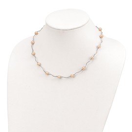 Auriga Fine Jewelry 925 Sterling Silver Rhodium-plated 6-7mm Pink Freshwater Cultured Pearl Necklace 18"