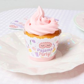 Big Dot of Happiness Pajama Slumber Party - Girls Sleepover Birthday Party Decorations - Party Cupcake Wrappers - Set of 12