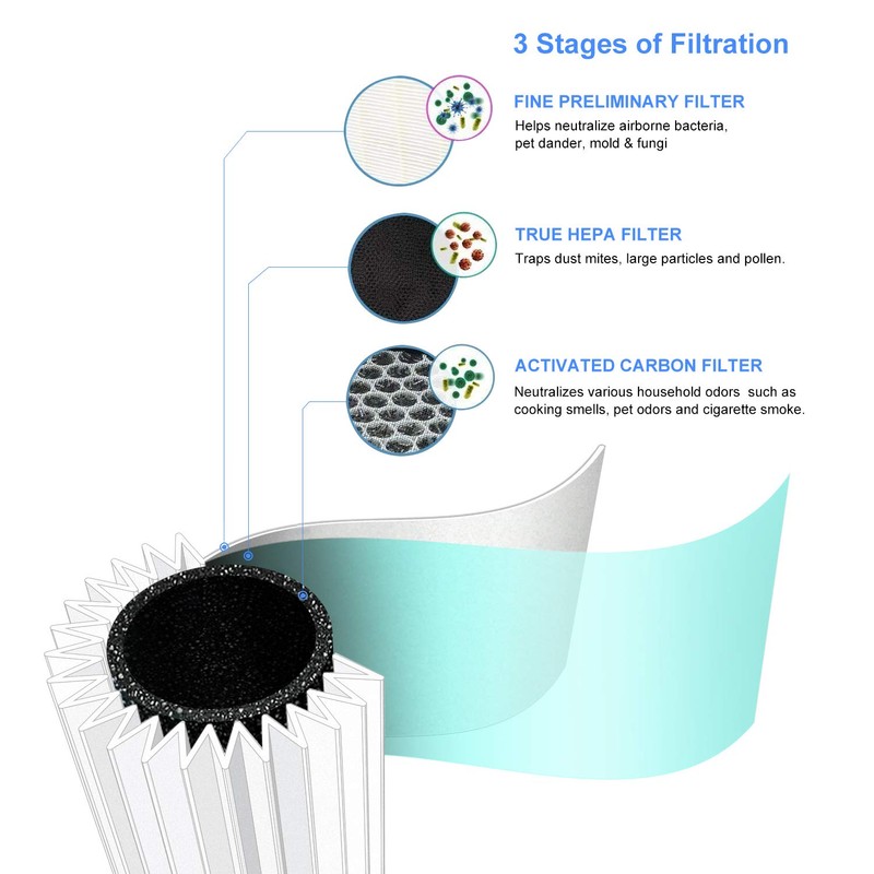 QUEENTY True HEPA Filter - Replacement Air Purifier Filter for
