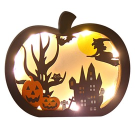 LOKIPA Halloween Wooden Decoration, Light Autumn Table Decoration for Halloween Thanksgiving Harvest Fall Autumn