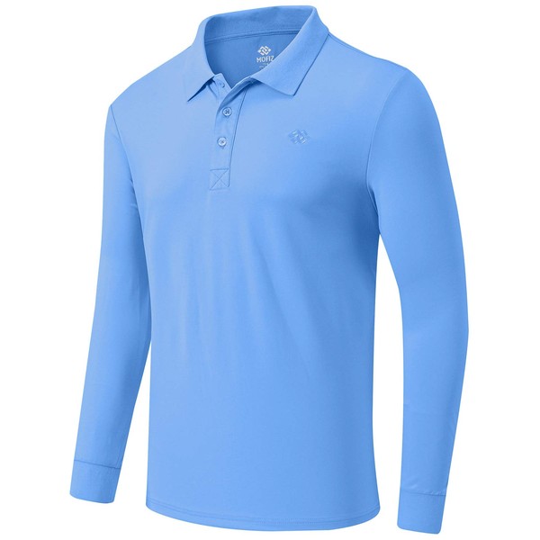 MoFiz Men's Golf Shirts Long Sleeve Golf Shirts Active Sports Polo Shirts Jersey Shirts Blue Size M