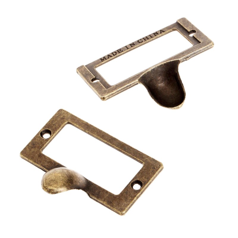 dophee 6-Pack Antique Brass Label Frame Card Holder Drawer Box