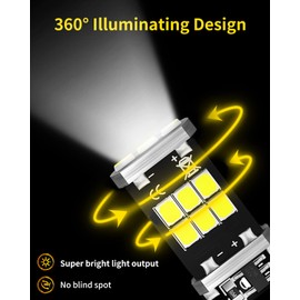 MEALAM T15 921 912 906 LED Bulbs 2835 Chipsets Compatible with 2003-2012 2013 2014 2015 2016 2017 2018 2019 2020 2021 Toyota 4Runner Back Up Reverse Lights Xenon White, Pack of 2