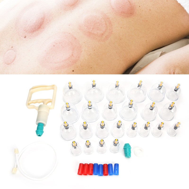 24pcs Professional Magnetic Therapy Vacuum Suction Cupping Set Body Treatment
