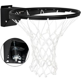 Basketball Rim, Heavy Duty Basketball Rim Replacement Single-Spring, Universal 18 Inch Breakaway Basketball Rim and Net for Indoor Outdoor Basketball Hoops Goal