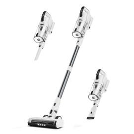 Klarpul Cordless Vacuum Cleaner, 580W 48KPA 65Mins Runtime Fast Charging Vacuum Cleaner, Self-Standing LED Light Touch Screen Stick Vacuum for Home Light Weight,for Pet Hair/Carpet/Floor, White