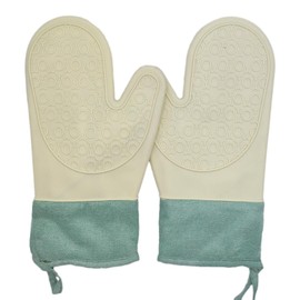 Frelonya Heat Resistant Silicone Oven Mitts Non-Slip Kitchen Gloves with Thick Cotton Lining Secure Grip for Baking, Grilling, Cooking, Barbecuing