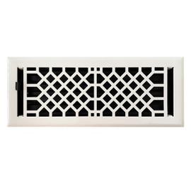 Empire Register Co, Vent Cover - 4x12 inch, Antique Style Design, White Finish, Heavy Duty Floor Vent Covers, Metal Damper Attached. Vent Covers for Home Floor only.