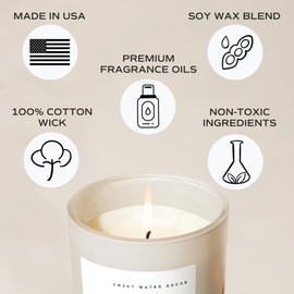 Sweet Water Decor Salt and Sea Soy Candle - Sea Salt, Citrus, Musk, and Amber Scented Candles for Home - 15oz Tan Matte Jar, 70+ Hour Burn Time, Made in the USA | Beach Themed Candles and Scents