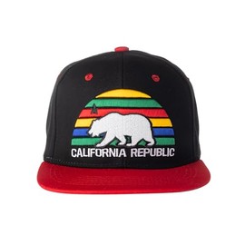 Artisan Owl California Bear Snapback Cap - Stylish Bear Design, Perfect for Casual Wear and Outdoor Adventures (Black & Red)