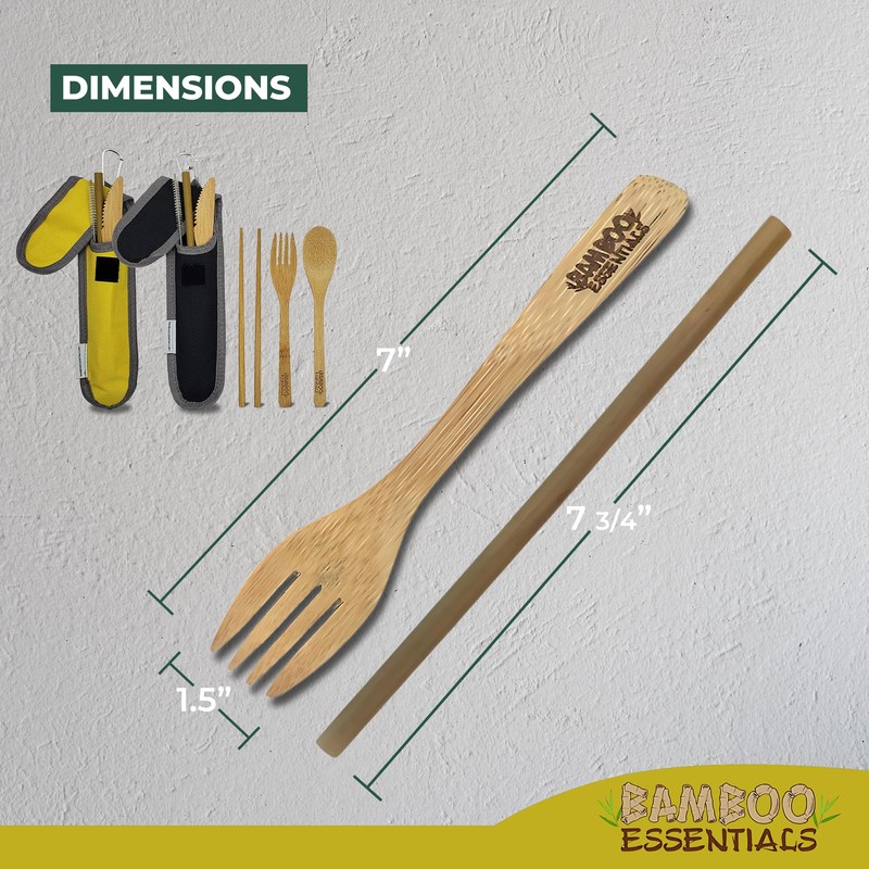 Travel Utensils with Case Set Fork, Knife, Spoon, Chopsticks, Straw,