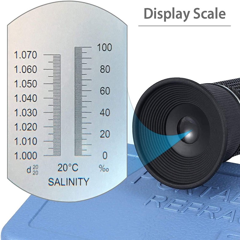 Salinity Refractometer, Automatic Temperature Compensation Handheld Salinity Refractometer, Hydrometer 0-100