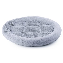 SHENGOCASE 18“ Fluffy Faux Fur Cat Tree Tower Replacement Bed Cushion Pillow with Hook Tapes, Round Donut Cuddler Cat Dog Bed