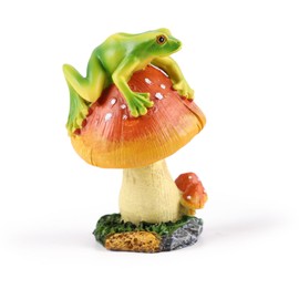 BEGONIC Frog Statue,Mushroom Decor for Garden,Funny Decoration for Outdoor,Resin Figurines for Yard Patio Lawn