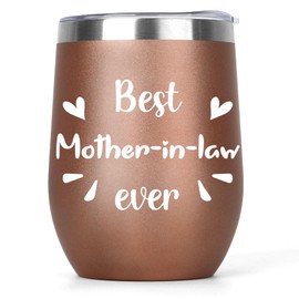 Mother in Law Gift Wine Tumbler with Lid 12oz Mothers in Law Birthday Gifts Mother in Law Gifts from Kids for Birthday Mother's Day Christmas Valentines Mothers Day Insulated Tumbler Rose Gold