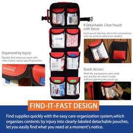FALCON RESCUE Premium 418-Piece First Aid Kit for Home, Travel, Camping, Hiking & Outdoor Emergencies, Tear-Resistant Survival Kits for Business, Vehicle & School, Multi-Use Emergency Medical Supplies