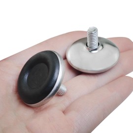 LUORNG 12PCS Furniture Adjustable Feet M6x11mm Long Smooth Non-Slip Sofa Feet Metal Base Rubber Mat for TV Cabinet Tea Maker Shoe Cabinet Washing Machine Raised Shelf Bathroom Cabinet Furniture