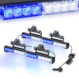 Nilight Traffic Advisor Emergency Strobe Light Bar 2 in 1 17Inch 32LED 23 Flash Patterns Directional Safety Warning Lights with Cigar Lighter on Trucks Police Construction Vehicles
