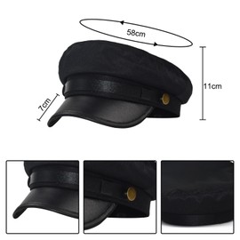 Bohue Chauffeur Hat Retro Flat Top Cap Driver Hat Vintage Newsboy Cap Taxi Driver Theme Hat for Driver Costume Supplies (Black)