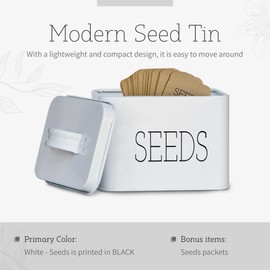 Lola Creates Seed Storage Organizer Box - Decorative Seed Organizer Tin with 2 Compartments - Farmhouse Seed Storage Box - Cute Seed Storage Container - Multipurpose Craft Art, Card, Photo Keeper Tins