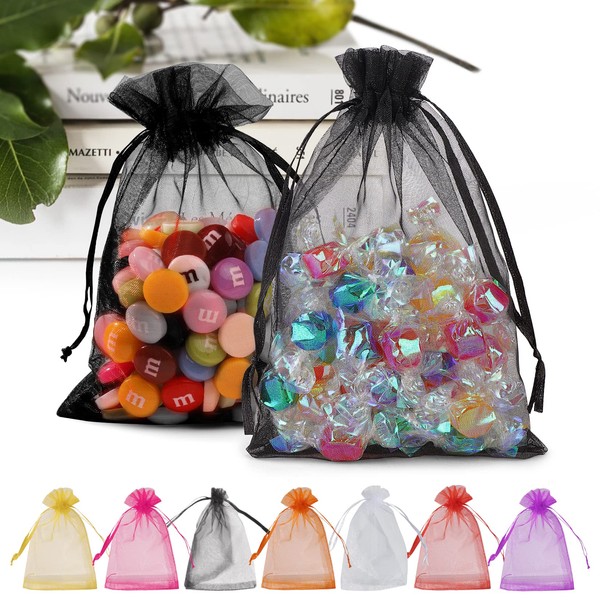 ANZNKU 100 Pack Organza Bags 5 x 7 inch, Premium