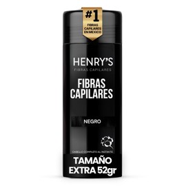 Henrys Fibras Capilares Negro 52g, Disimula Áreas con Poco Cabello, Aumenta Volumen y Densidad al Instante, Ideal para Cabello Delgado